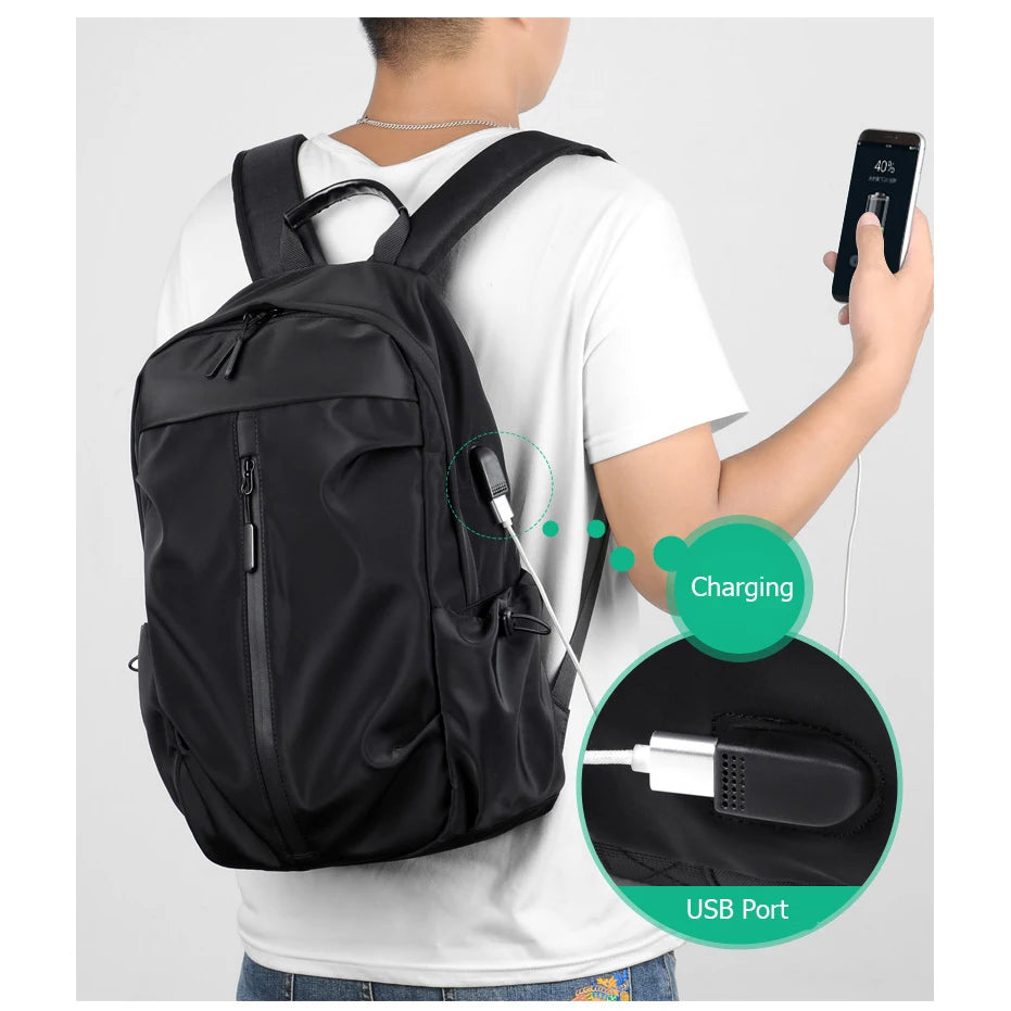 Crossten Large Capacity Pleated Casual Bag with USB Charging Port