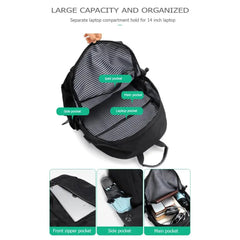 Crossten Large Capacity Pleated Casual Bag with USB Charging Port