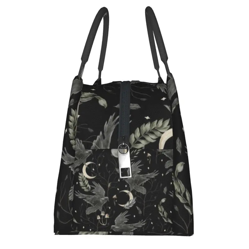 Crow Moon Insulated Lunch Bag for Women Portable Halloween Witch Thermal Cooler