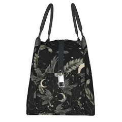 Crow Moon Insulated Lunch Bag for Women Portable Halloween Witch Thermal Cooler