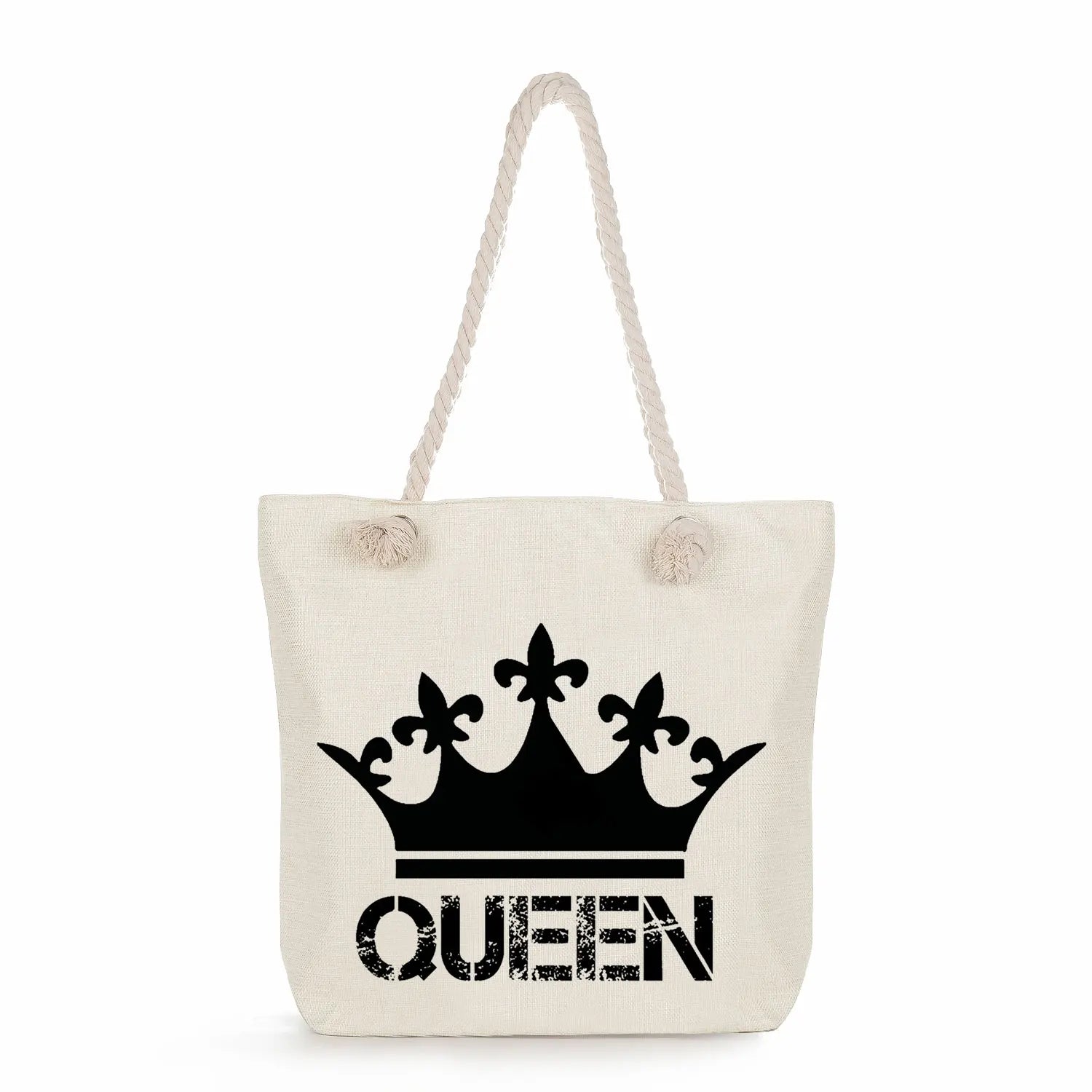 King Queen Shoulder Bag Eco Reusable Shopping Tote Bag