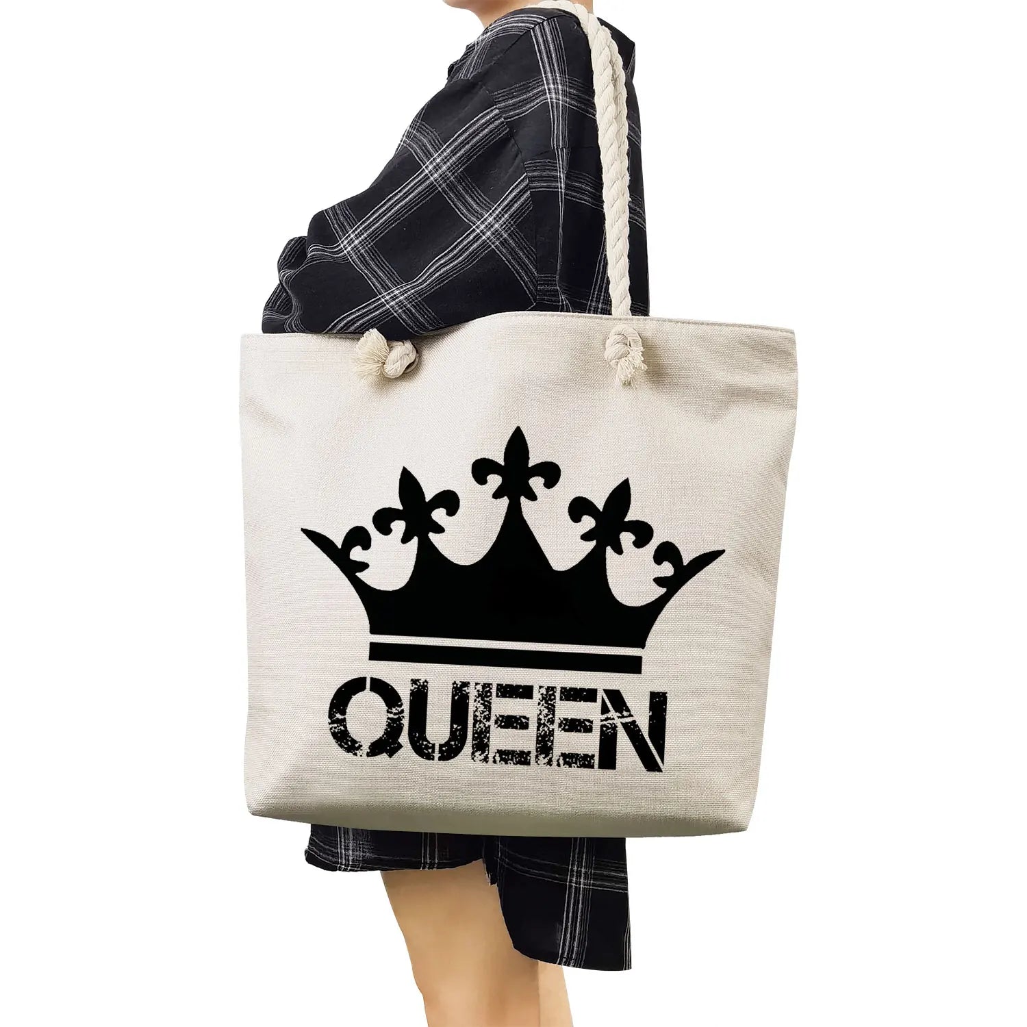 King Queen Shoulder Bag Eco Reusable Shopping Tote Bag