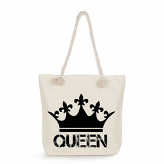 King Queen Shoulder Bag Eco Reusable Shopping Tote Bag