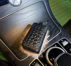 Crystal Diamond Key Case Protective Leather Key Bag Plush Car Key Bag