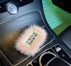 Crystal Diamond Key Case Protective Leather Key Bag Plush Car Key Bag
