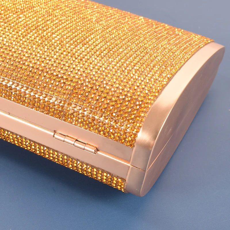Crystal Diamond Evening Clutch Bag Round Small Purse Handbag Chain Shoulder
