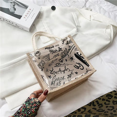 Crystal PVC Transparent Bags Clear Graffiti Handbag Women Shoulder Beach Jelly P