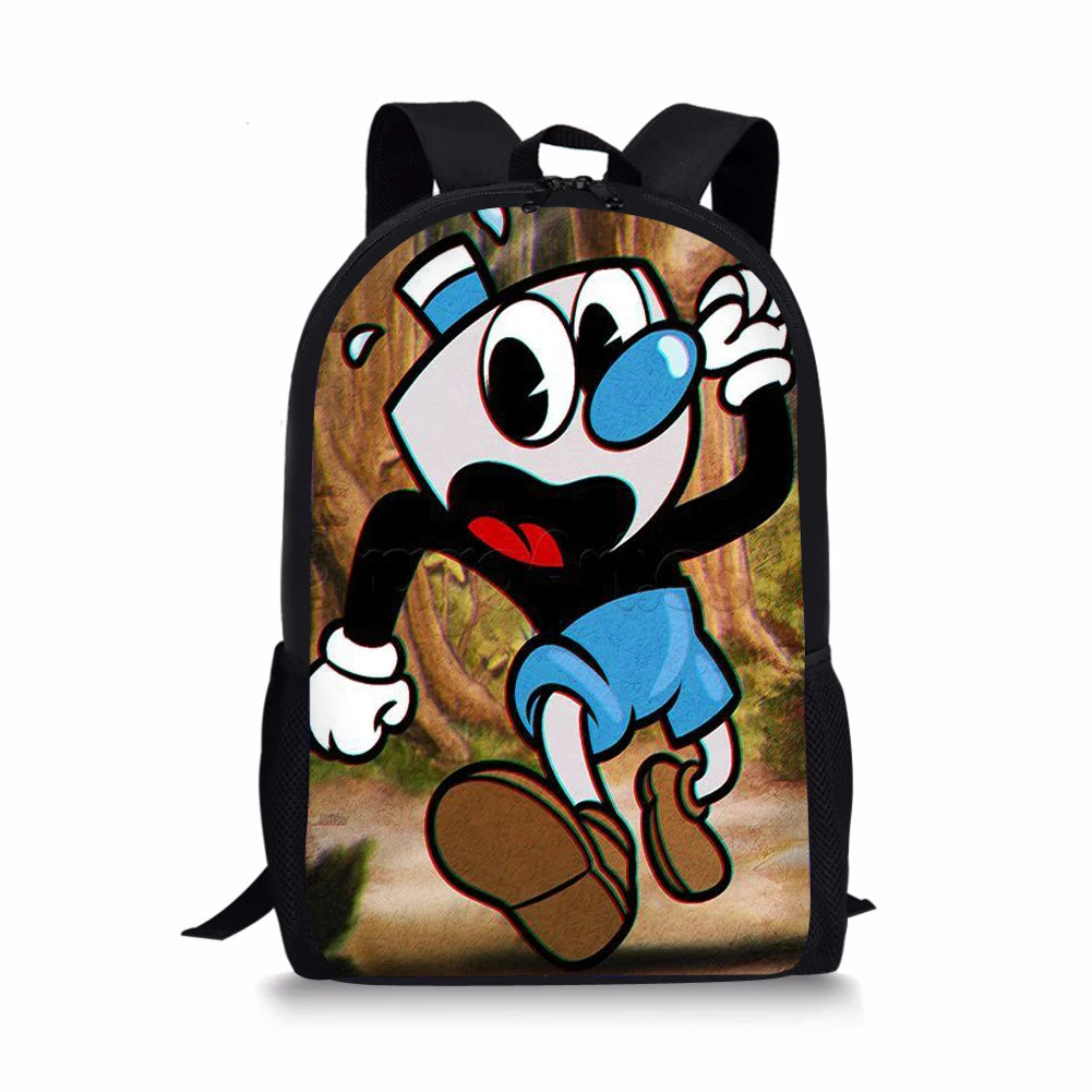 Cup Head Pattern Print School Bag Daily Travel Climbing Backpack