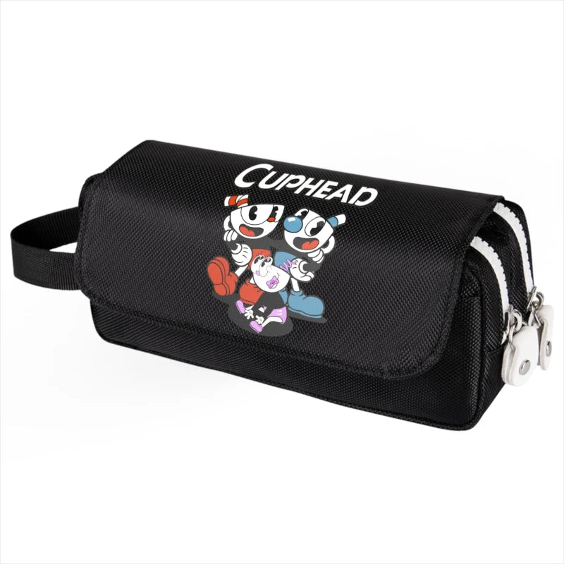 Cuphead Mugman Pen Pencil Case, Canvas Stationery Storage Bag Organizer