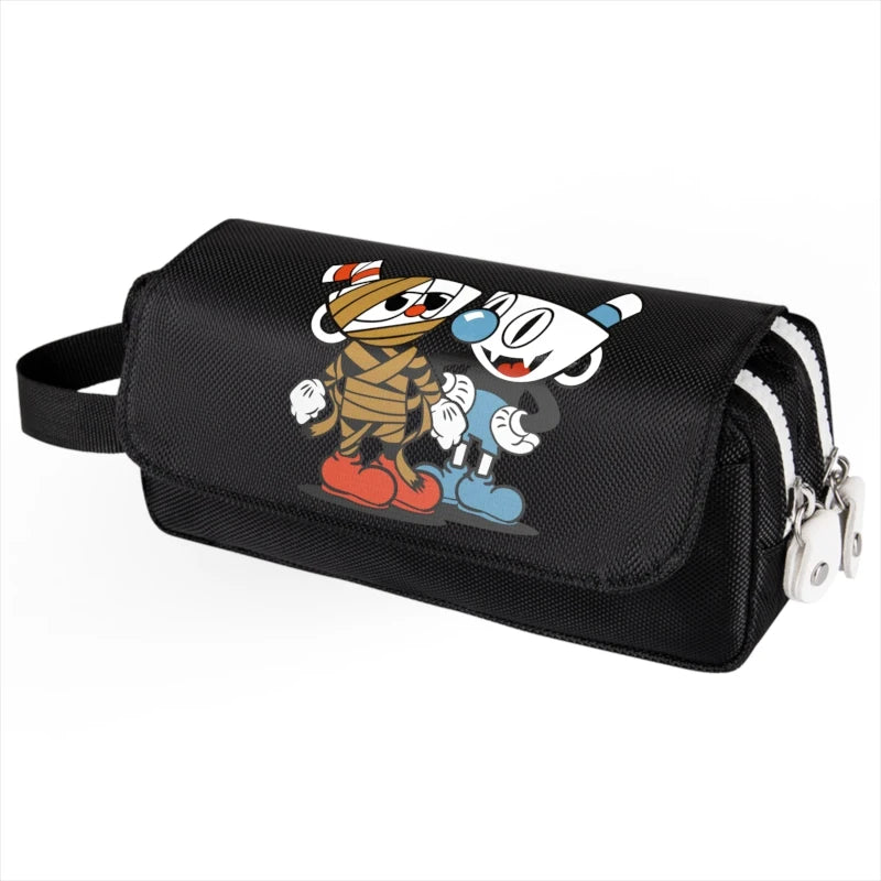 Cuphead Mugman Pen Pencil Case, Canvas Stationery Storage Bag Organizer