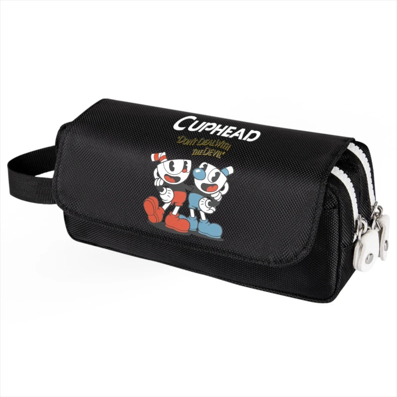 Cuphead Mugman Print Pencil Case Large Capacity Storage Bag