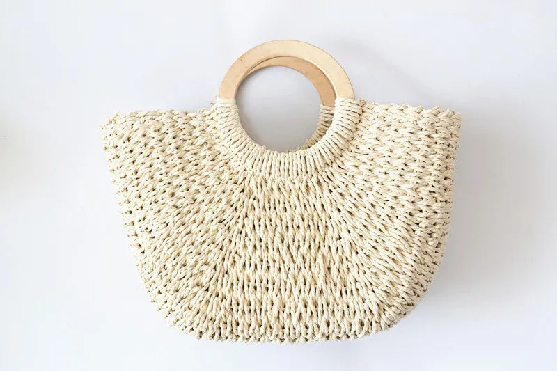 Personalized Straw Tote Bag for Bride, Beach Bridal Shower Bag
