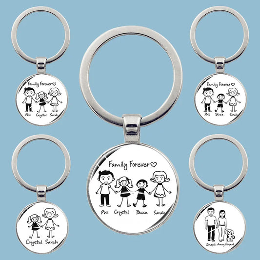 Family Photo Keychain Mom Dad Daughter Son Pet Trinket Backpack Accessories