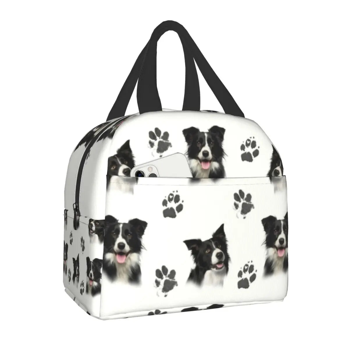 Border Collie Lunch Bag Insulated Cooler for Kids School Fresh Storage