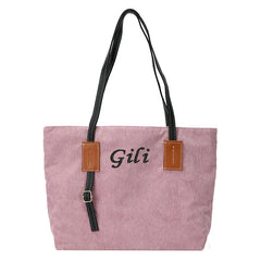 Embroidery Women Corduroy Shoulder Bag Handbag Tote Eco Crossbody