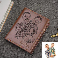 Engraved Photo RFID Wallet for Men, Personalized Gift for Him