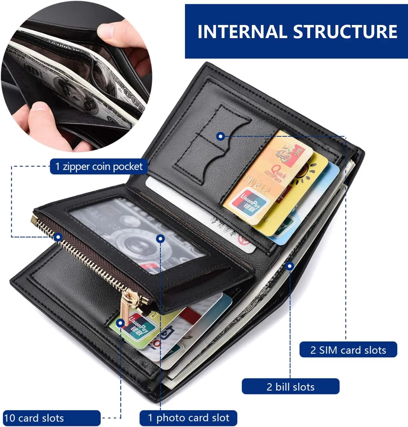 Engraved Photo RFID Wallet for Men, Personalized Gift for Him