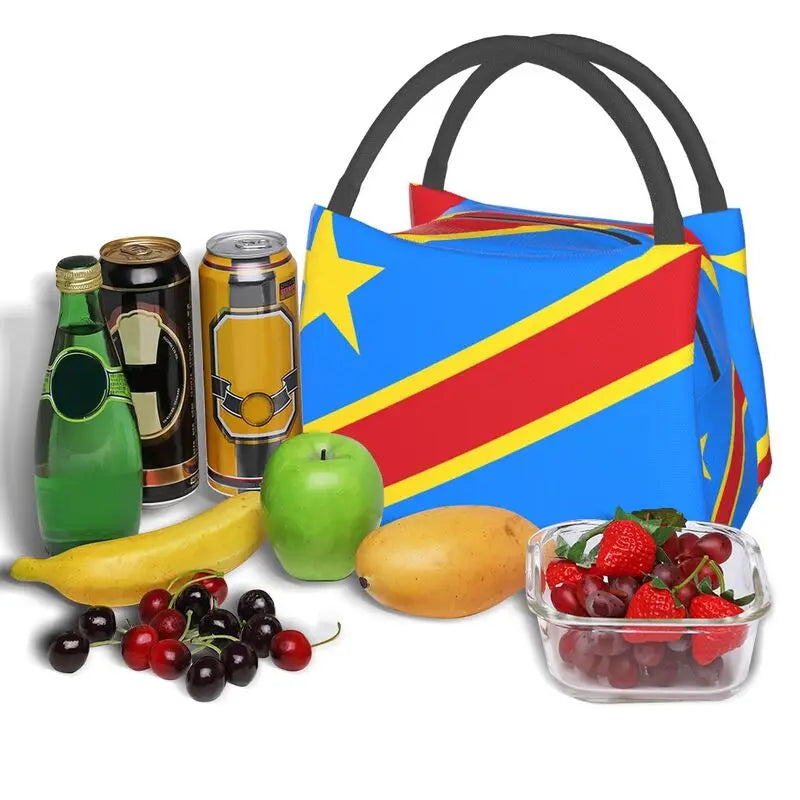 Congo Kinshasa Flag Lunch Bag Insulated Cooler for Office Travel