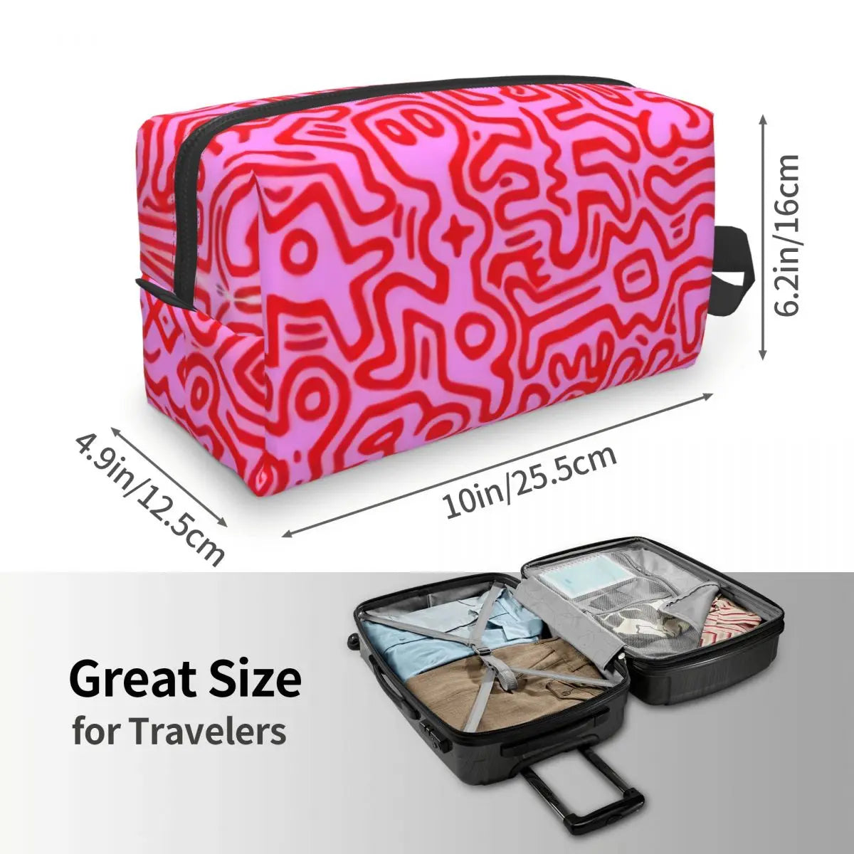 Keith Haring Doodles Travel Cosmetic Bag Women Makeup Toiletry Organizer