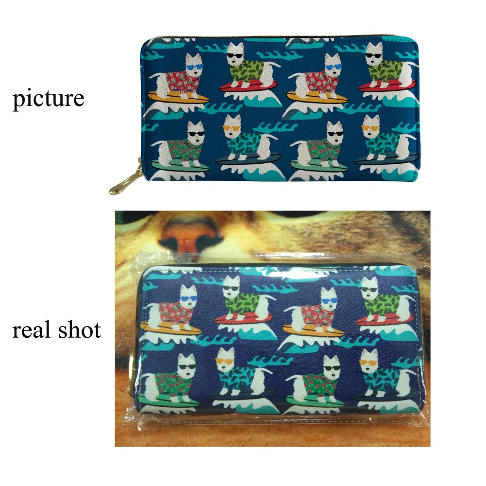Christmas Dog Ladies Wallet Women Leather Purse Multifunction