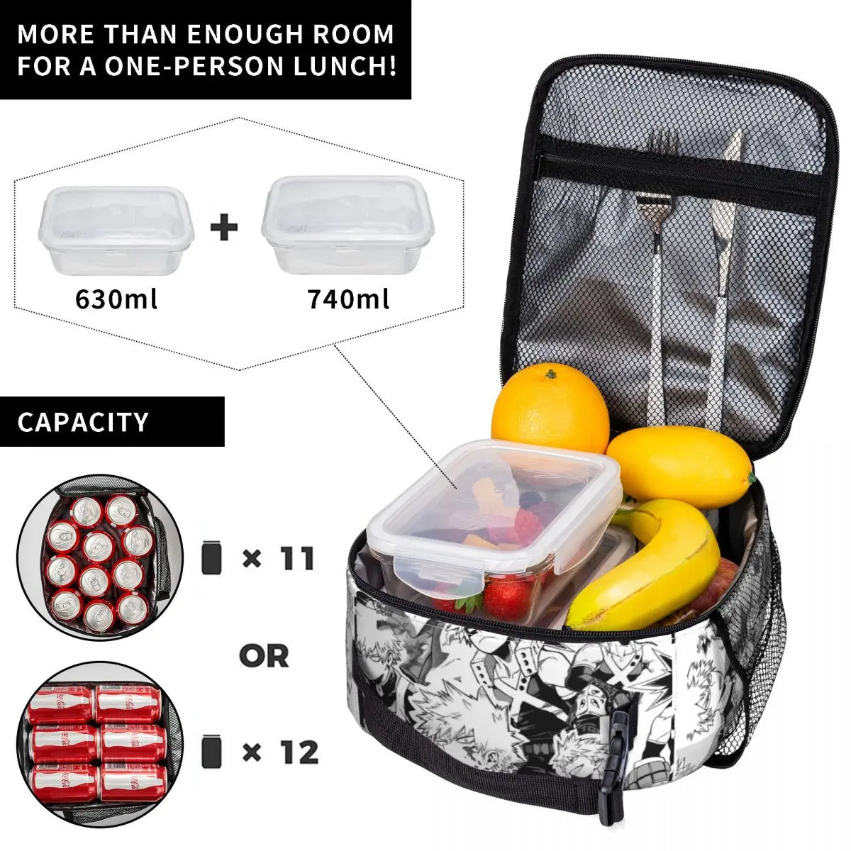 Katsuki Bakugo Anime Lunch Bag Insulated Cooler for Children School