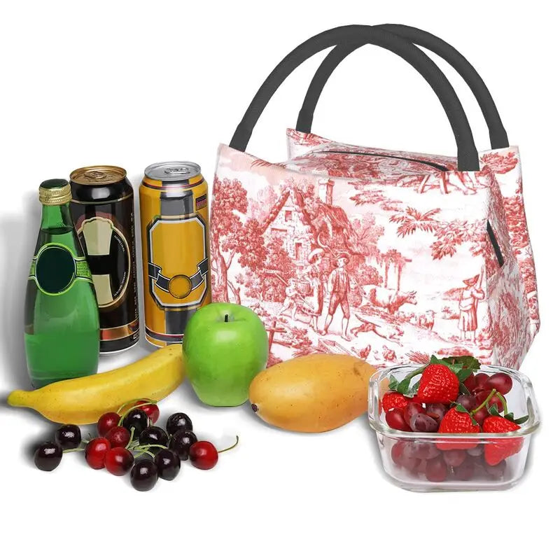Toile De Jouy Lunch Bag Insulated Cooler for Office Travel
