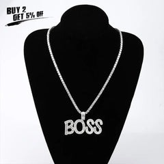 Baguette Letters Pendant Necklace Men's Hip Hop Jewelry