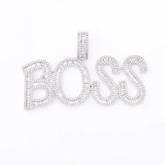 Baguette Letters Pendant Necklace Men's Hip Hop Jewelry