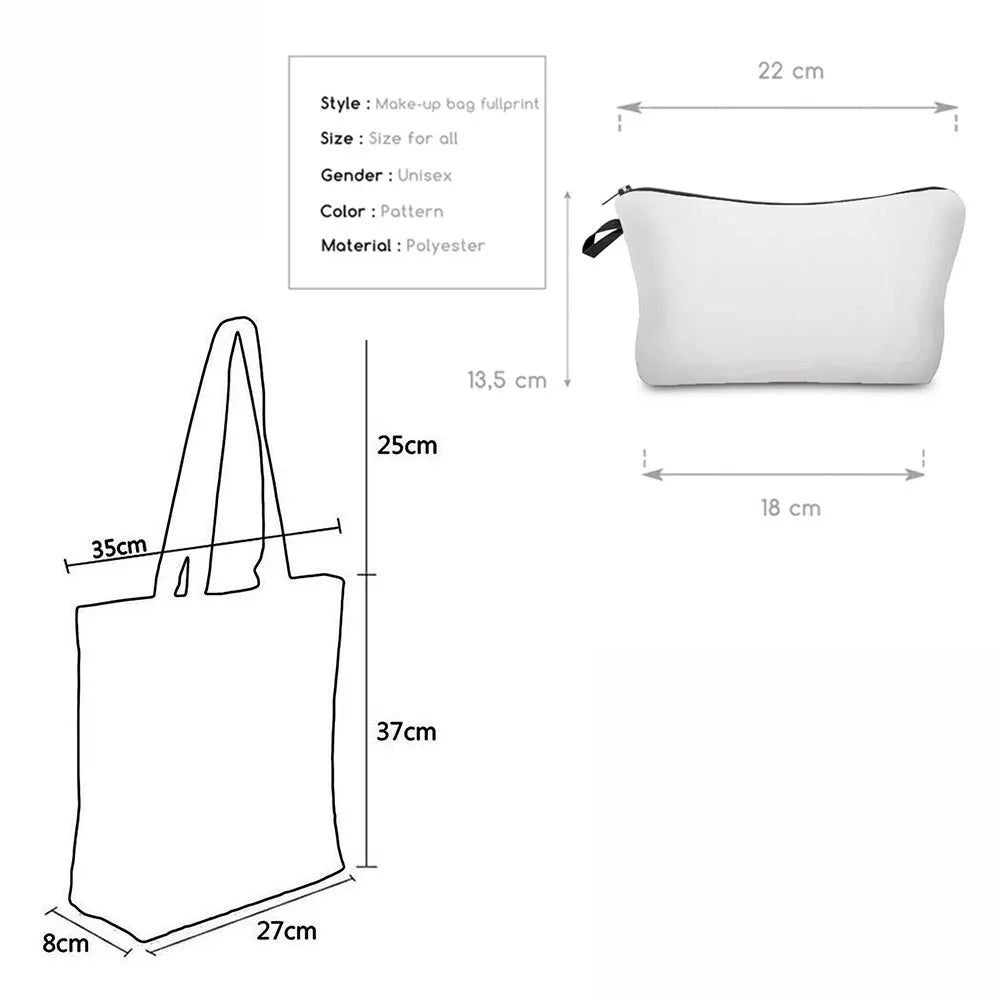 Pattern Printing Pencil Case & Book Bag with Zipper