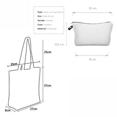 Pattern Printing Pencil Case & Book Bag with Zipper