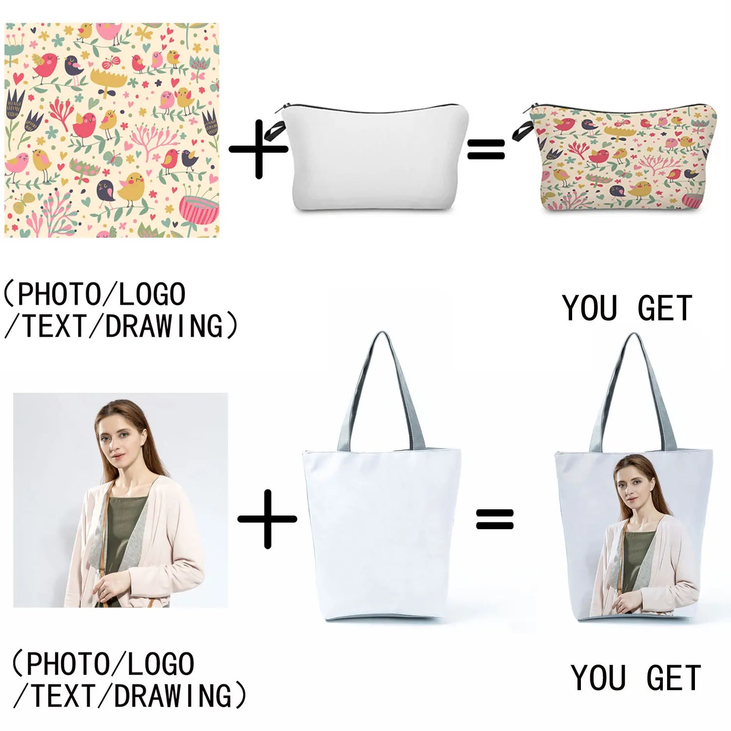 Pattern Student Pencil Case And Book Bag With Zipper