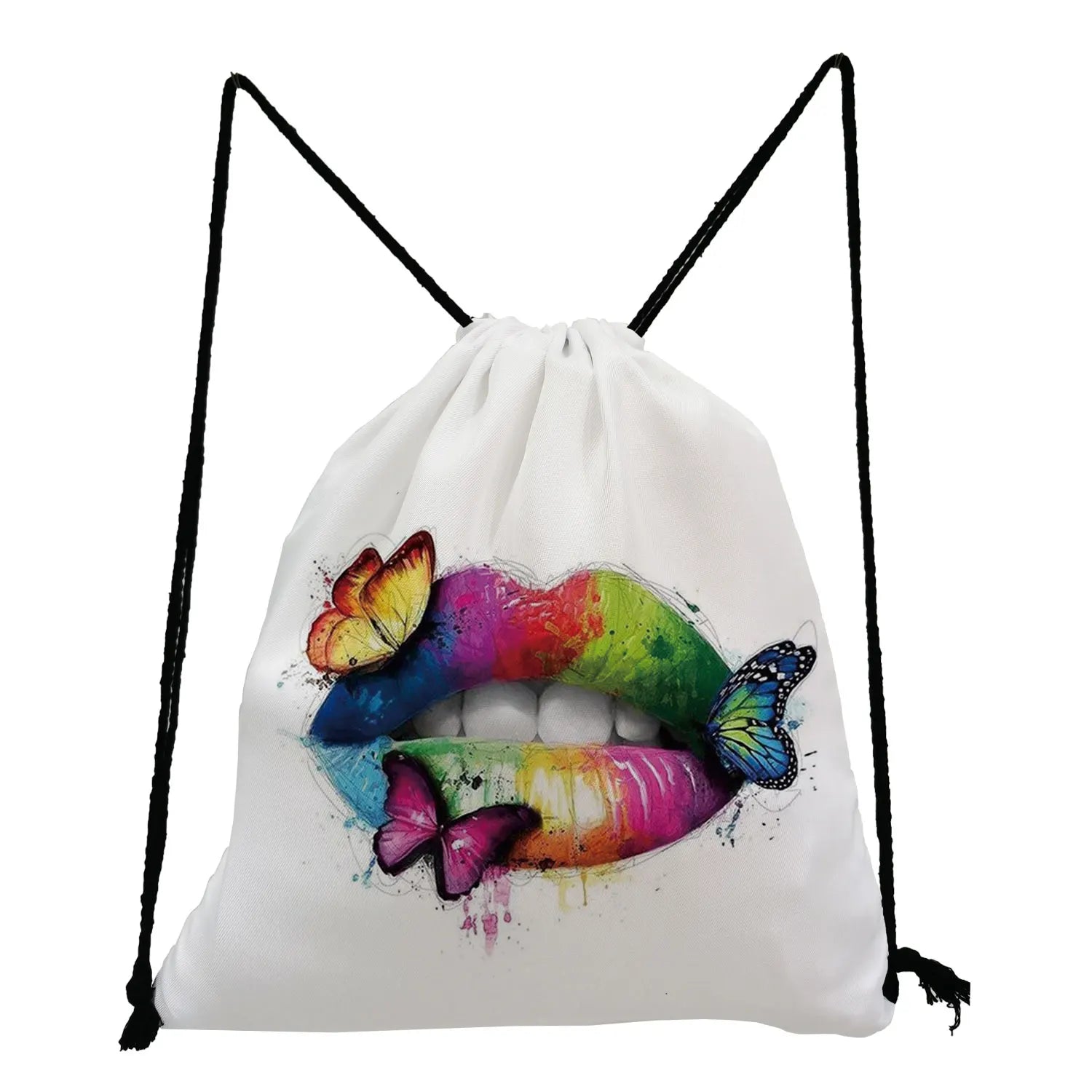 Portable High Hipster Rainbow Leopard Lips Print Backpack