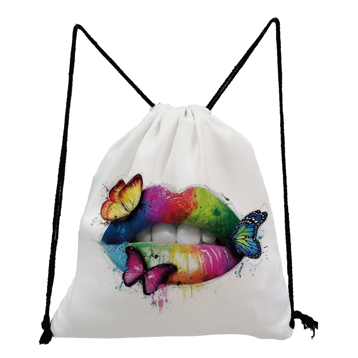 Portable High Hipster Rainbow Leopard Lips Print Backpack