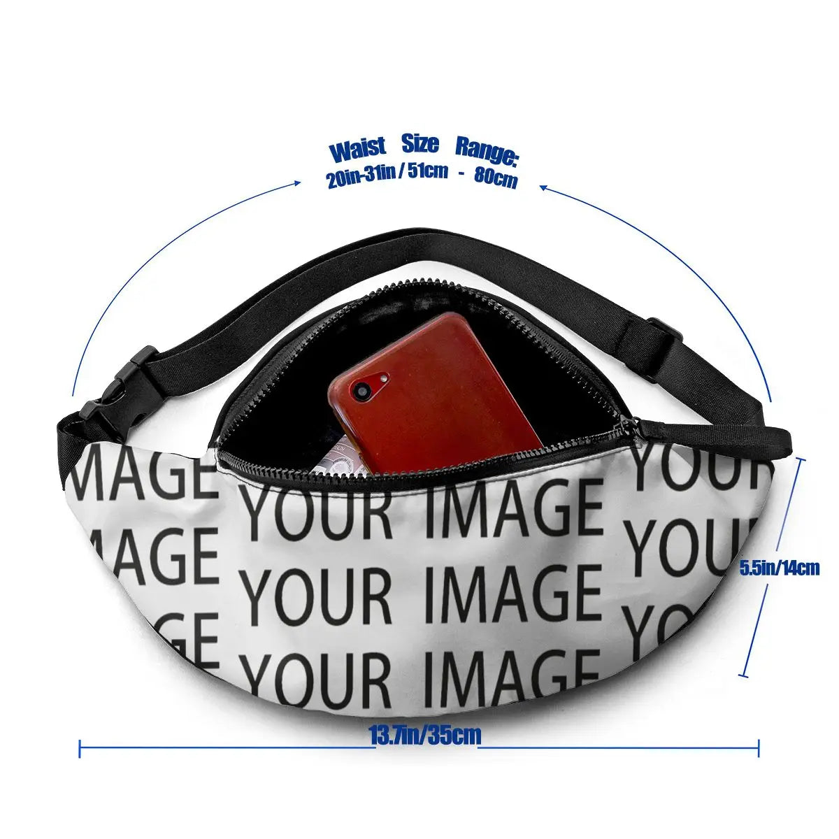 Print Waist Bag for Men Jogging Polyester Waist Pack