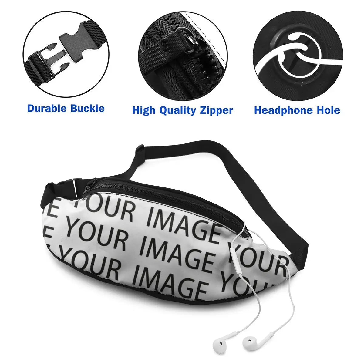 Print Waist Bag for Men Jogging Polyester Waist Pack
