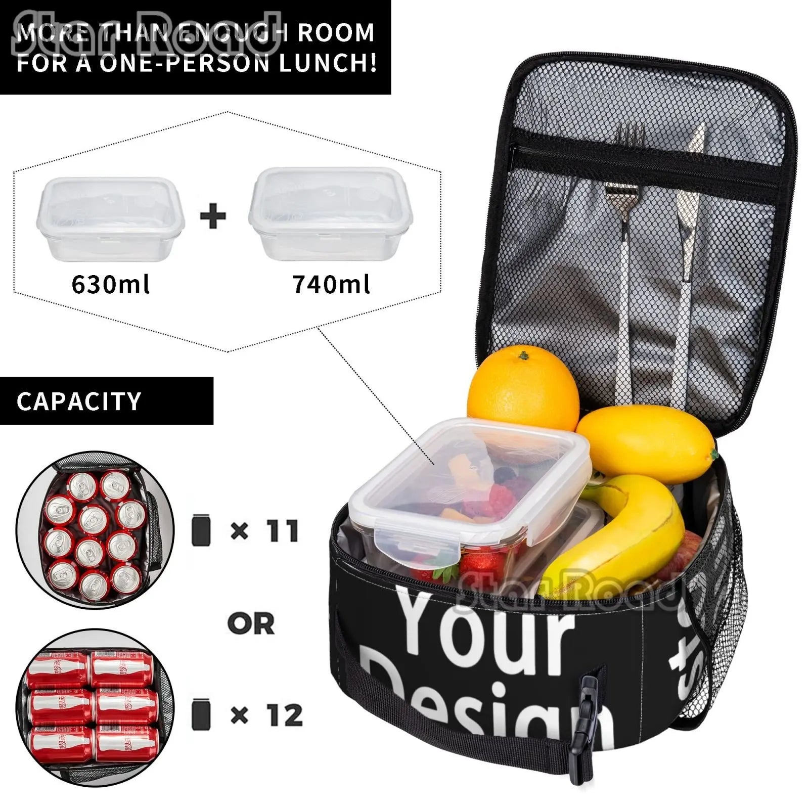 Print Insulated Lunch Tote Bag Reusable Cooler Bento Box Kids School