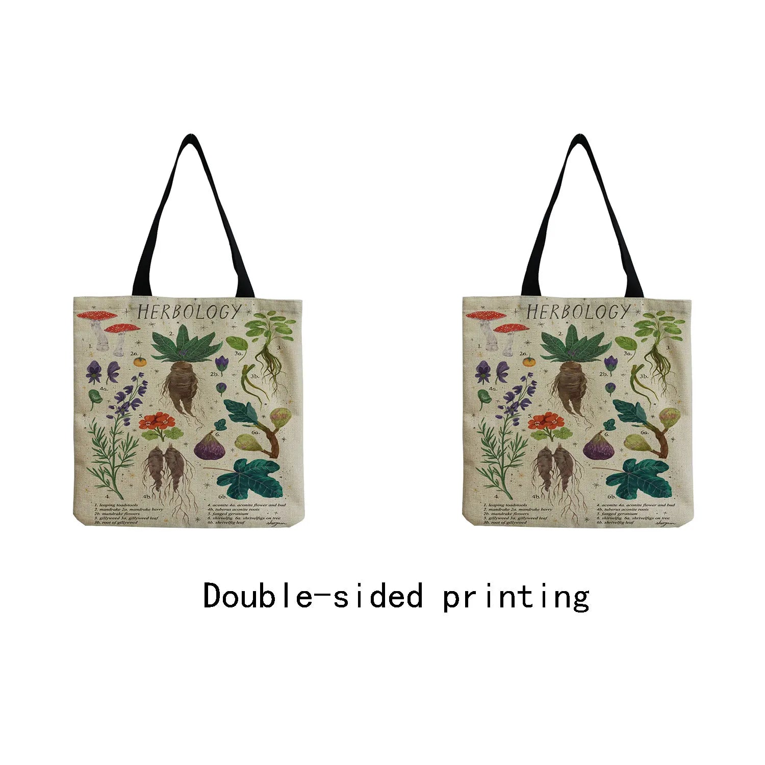 Cartoon Mushroom Printed Beach Shoulder Bag Eco Friendly Handbag