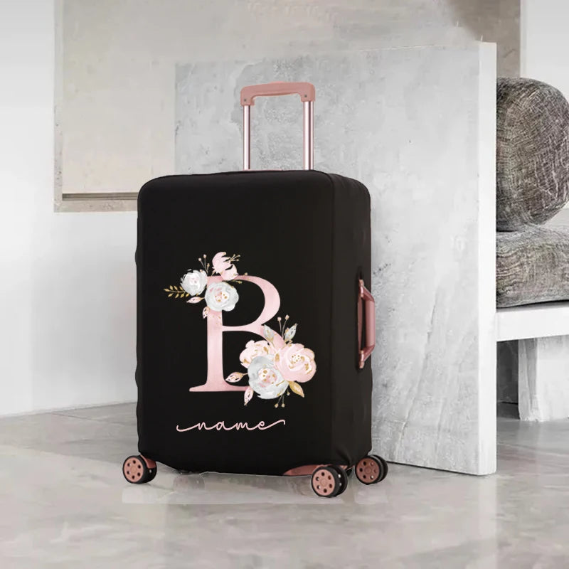 Rose Pink Letter Name Luggage Cover 18-32 Inch