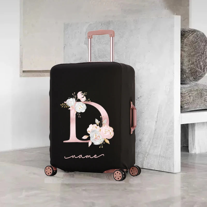 Rose Pink Letter Name Luggage Cover 18-32 Inch