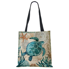 Seahorse Turtle Octopus Print Tote Bag for Women