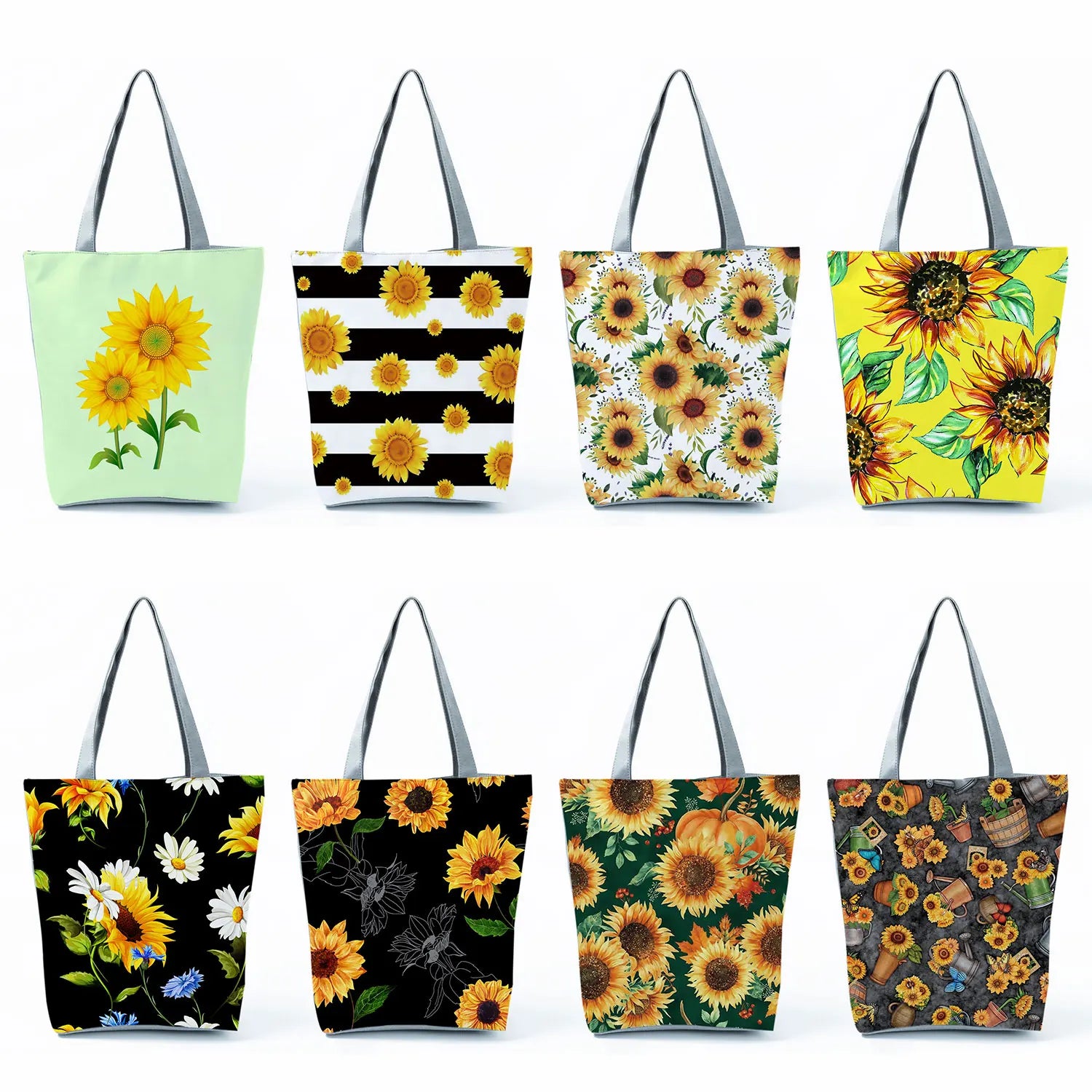 Sunflower Print Shoulder Bag High Capacity Eco Shopping Bags
