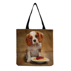Animal Print Dog Tote Shoulder Bag Casual Travel Beach Handbag