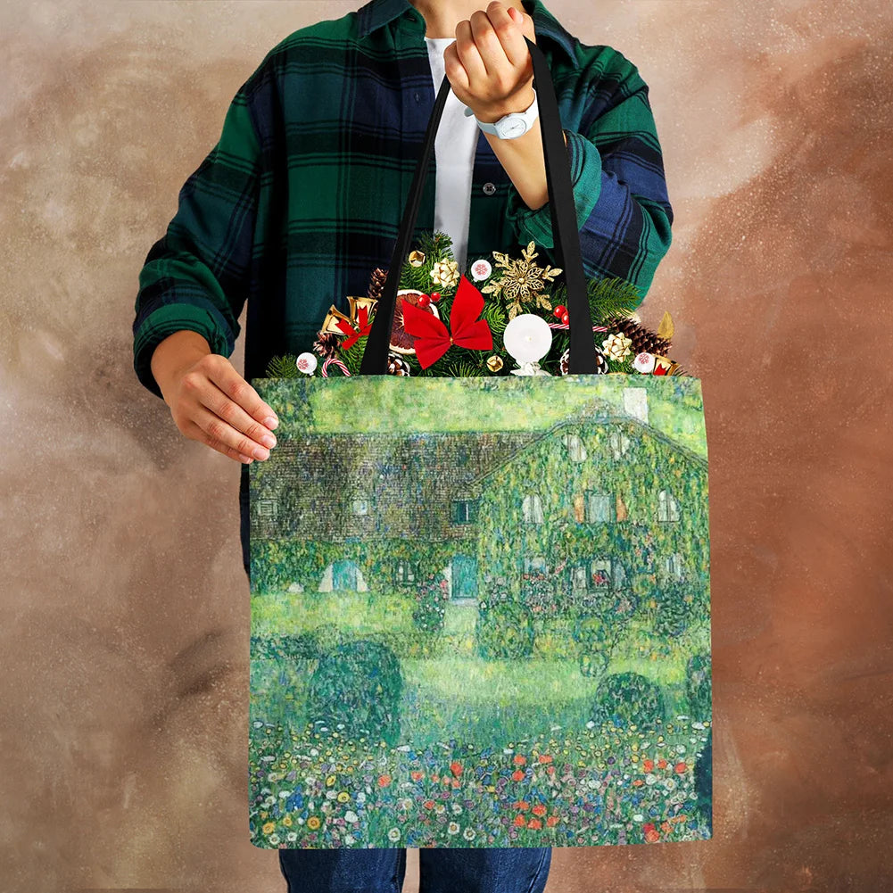 Oil Painting Tears Linen Cloth Tote Bags For Women