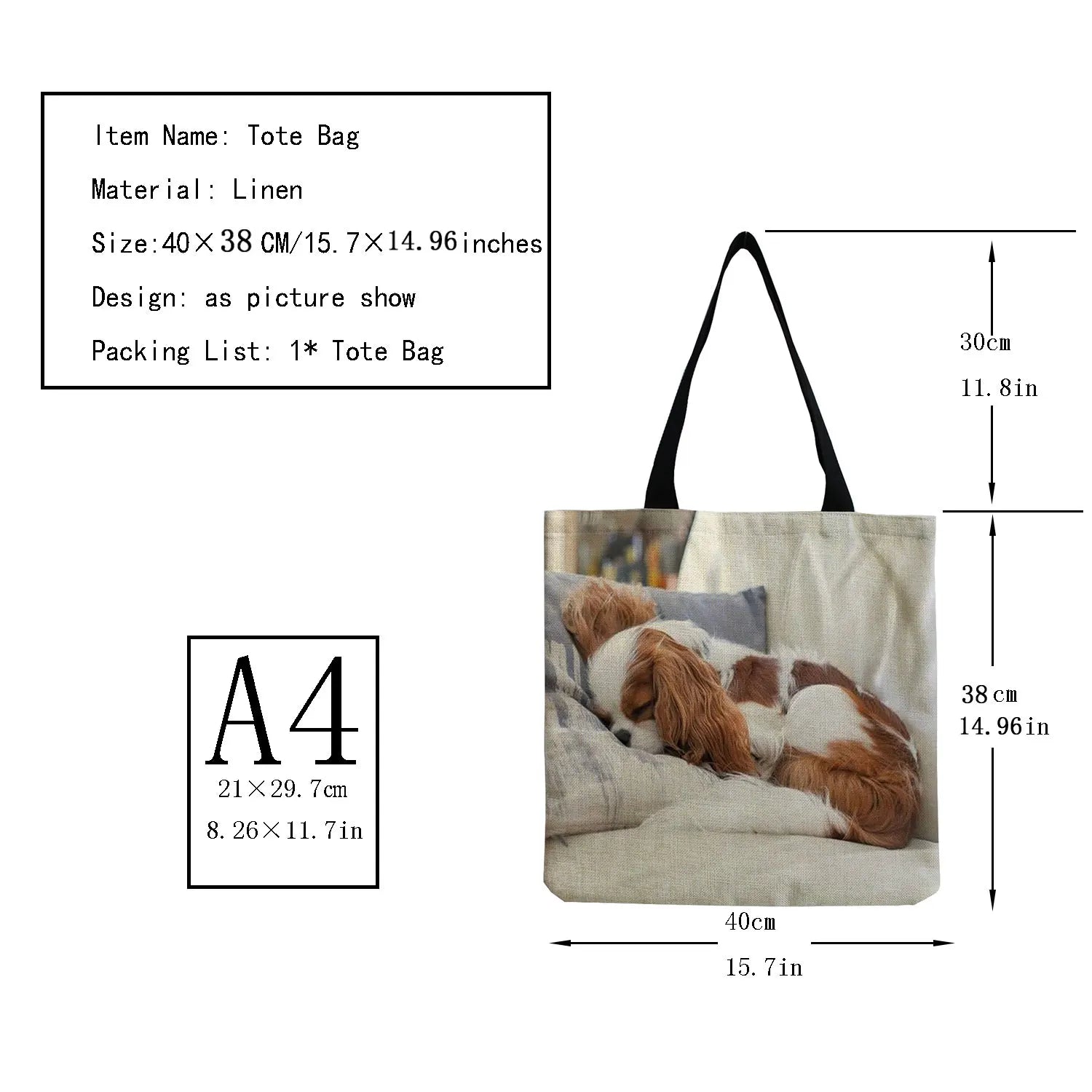 Dog Printed Handbag Foldable Tote Eco Friendly Practical Women Shoulder Bag