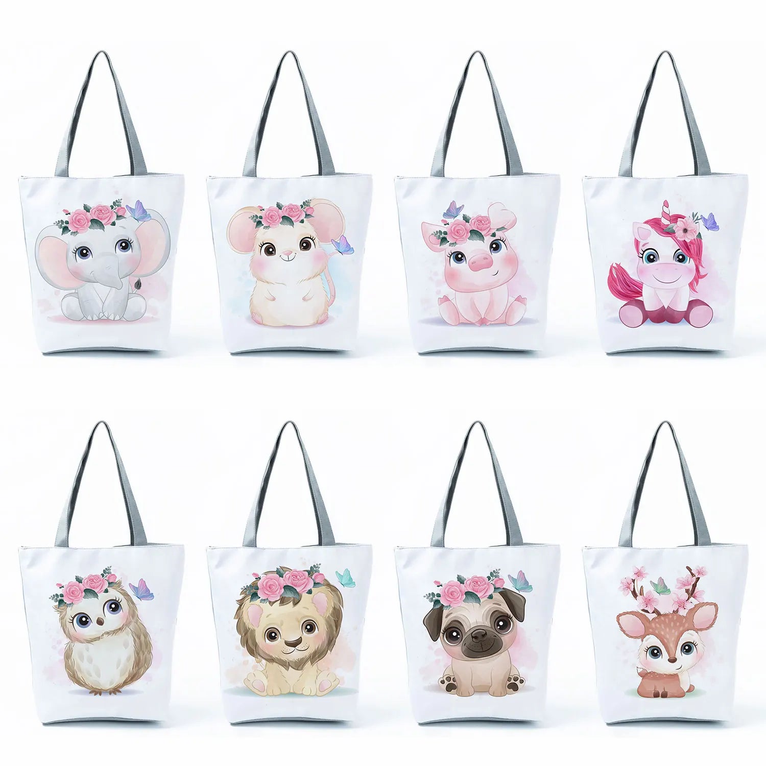 Animal Print Tote Bag Unicorn Elephant Handbag Women Shoulder Bag