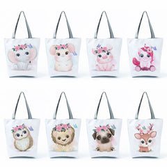 Animal Print Tote Bag Unicorn Elephant Handbag Women Shoulder Bag