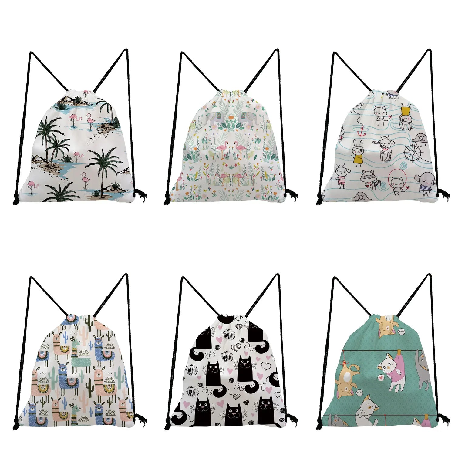 Animal Print Drawstring Bag for Teens