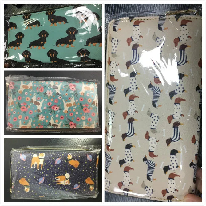 Sloth Print Ladies Leather Wallet Zipper Large Capacity Money Bag