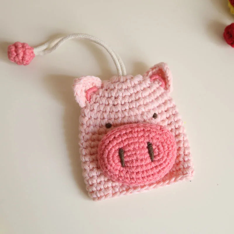 Animals Unisex Hand Knitting Key Wallets Pull Type Key Bag