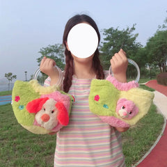 Japanese Harajuku Style Plush Melon Messenger Bag Shoulder Bags